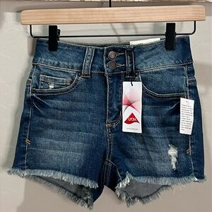 Jean Short Women’s Distressed High Rise Shortie Stretch Mudd Edge Fray Hem Girls